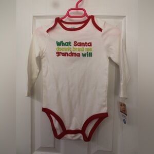 Carter's 24 Month Christmas Santa White Long Sleeve Onesie NEW